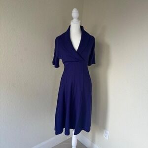 Jones New York Dress Women S Purple Knit Shawl Collar Cable Sleeve Preppy Modest